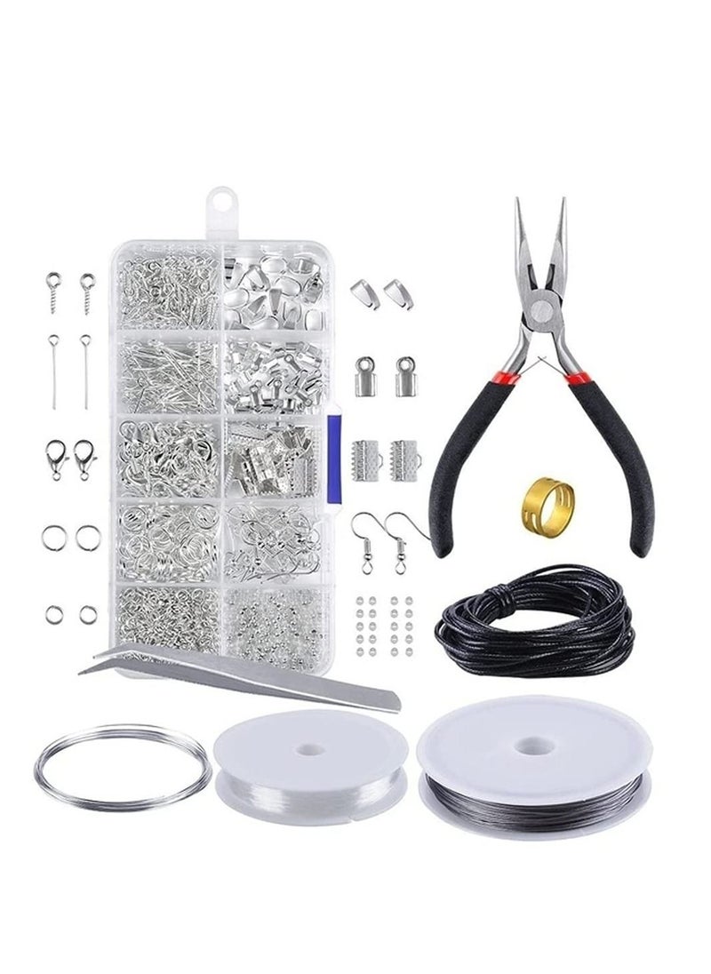 Grab Mantra Jewelry Making And Repair Supplies Craft Kit With Pliers Beading Wires Open Jump Ring Lobster Clasps Necklace Cord Ribbon Ends DIY Supplies  - Image 1