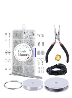 Grab Mantra Jewelry Making And Repair Supplies Craft Kit With Pliers Beading Wires Open Jump Ring Lobster Clasps Necklace Cord Ribbon Ends DIY Supplies  - Image 2