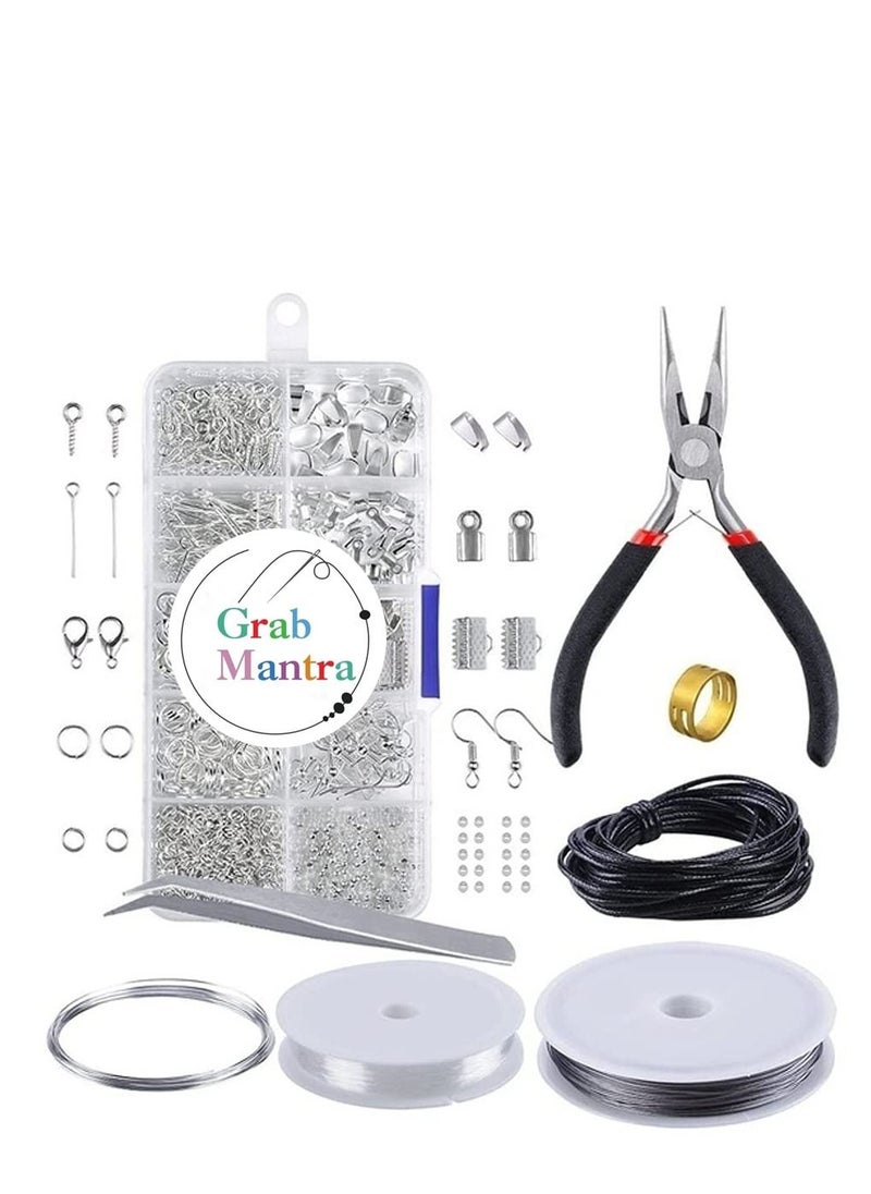 Grab Mantra Jewelry Making And Repair Supplies Craft Kit With Pliers Beading Wires Open Jump Ring Lobster Clasps Necklace Cord Ribbon Ends DIY Supplies  - Image 2
