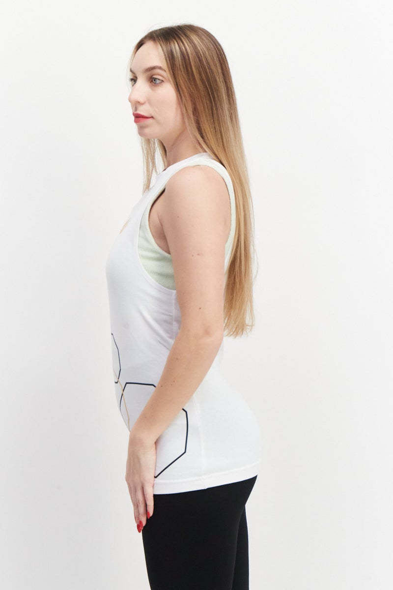 Women Sportswear Fit Brand Logo Training Tank Top, White
