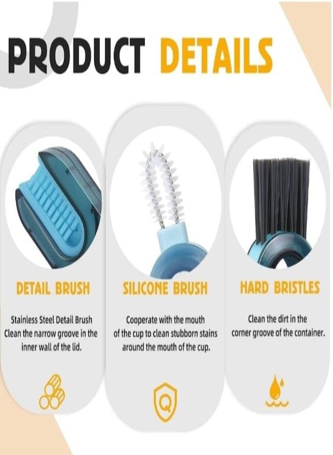 KANAKADHARA 3 in 1 Multifunctional Bottle Cleaning Brush for Bottle Cap | Cup Cleaner Multipurpose Tool for Crevices, Grooves, Lid, Straw|Cup Lid Gap Cleaning Brushes (Multicolor,Pack of 1) - Image 3
