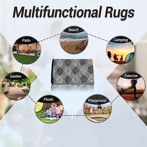 ARSUK Outdoor Patio Rug (6 x 4 ft) - Weatherproof, Indoor and Outdoor Use, Ideal for Garden, Camping, Balcony Carpet, Picnic, Backyard, Lightweight, Foldable, Recycled Plastic - Image 4