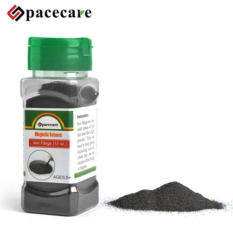 SPACECARE Magnetic Sand Iron Powder Filings Magnetic Power for Magnet Education and School Projects, Storage (12 Ounces) with Shaker Lid, 1 Pack Iron Oxide Powder Shavings for Science - Image 2