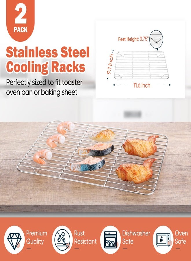 Homikit Stainless Steel Cooling Racks Set of 2, 11.6”*9.1” Heavy Duty Wire Baking Rack for Cooking Roasting Grilling Bacon Cake Cookies, Non Toxic & Rust Free - Image 2