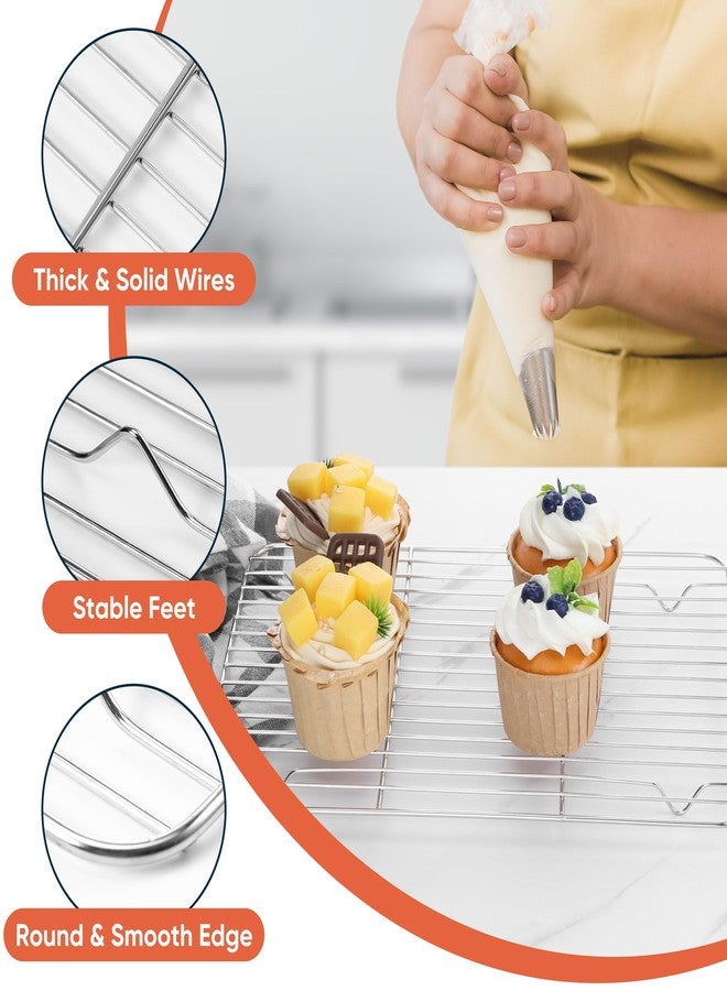 Homikit Stainless Steel Cooling Racks Set of 2, 11.6”*9.1” Heavy Duty Wire Baking Rack for Cooking Roasting Grilling Bacon Cake Cookies, Non Toxic & Rust Free - Image 3
