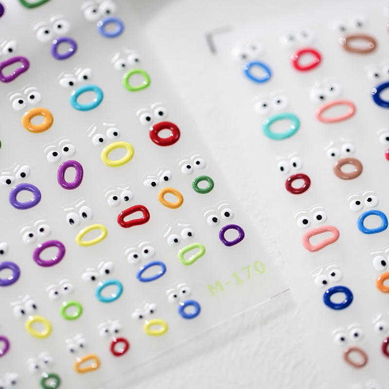Tensor New Craft Cute Funny Nail Stickers Mouth Funny Nail Stickers Three-Dimensional Jelly Glue Series M-135 - Image 4
