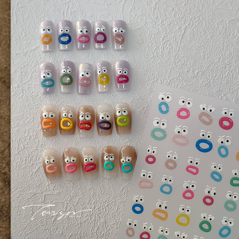 Tensor New Craft Cute Funny Nail Stickers Mouth Funny Nail Stickers Three-Dimensional Jelly Glue Series M-135 - Image 2