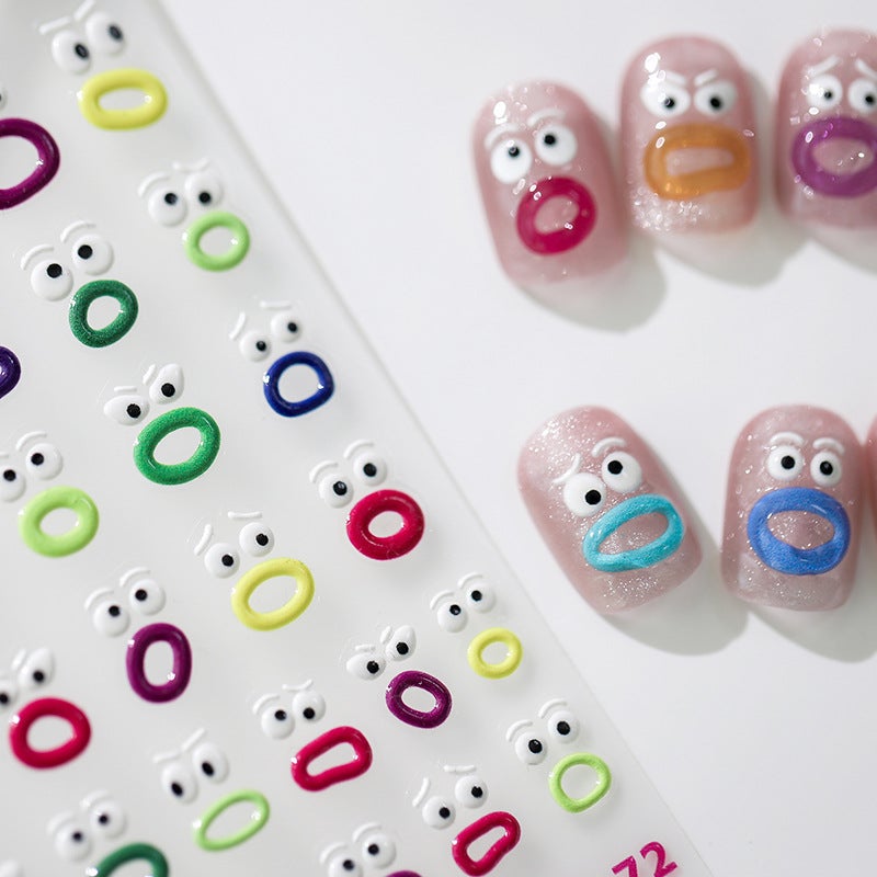 Tensor New Craft Cute Funny Nail Stickers Mouth Funny Nail Stickers Three-Dimensional Jelly Glue Series M-135 - Image 5