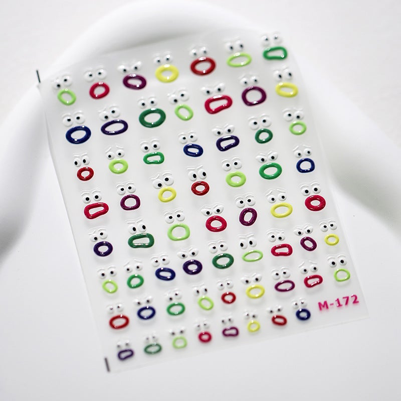 Tensor New Craft Cute Funny Nail Stickers Mouth Funny Nail Stickers Three-Dimensional Jelly Glue Series M-135 - Image 1