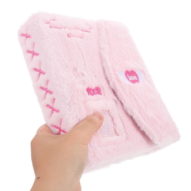 Pink Plush Memory Album 3 Inch Scrapbook with Photocard Binder and Page Sleeves for Travel - Image 4