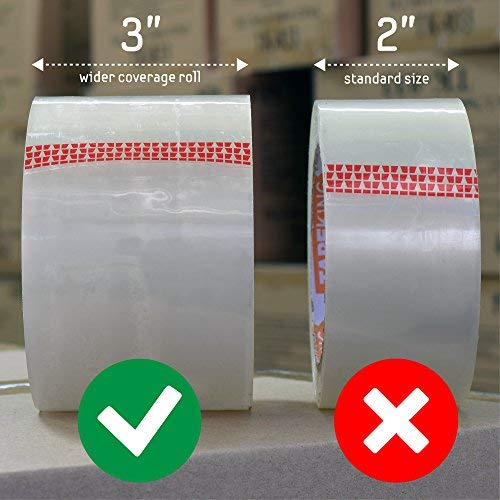 Tape King شريط كينغ الشفاف للتغليف بعرض 3 إنش (سمك 2.7 مل) - 60 ياردة لكل لفة إعادة تعبئة (عبوة من 6 لفات) - شريط لاصق قوي للتغليف الصناعي للحركة، التعبئة، الشحن، المكتب والتخزين - Image 4