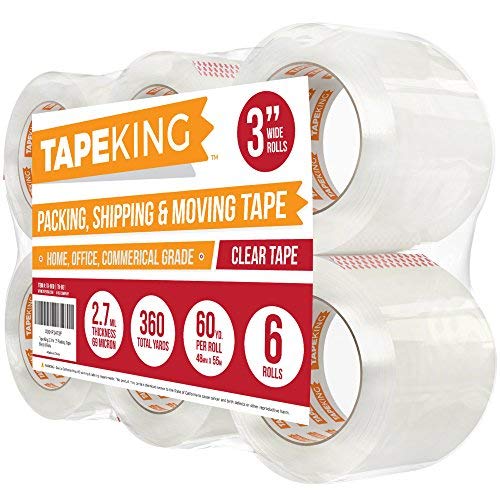 Tape King شريط كينغ الشفاف للتغليف بعرض 3 إنش (سمك 2.7 مل) - 60 ياردة لكل لفة إعادة تعبئة (عبوة من 6 لفات) - شريط لاصق قوي للتغليف الصناعي للحركة، التعبئة، الشحن، المكتب والتخزين - Image 2
