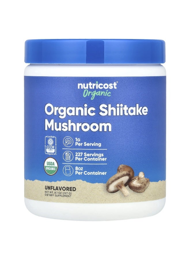 Nutricost, Organic Shiitake Mushroom Powder, Unflavored, 8 oz (227 g) (Packaging may vary) - Image 1