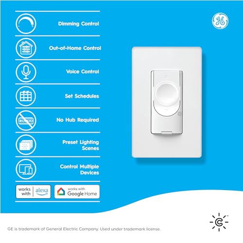 Cync GE CYNC Smart Dimmer Light Switch, Neutral Wire Required, Bluetooth and 2.4 GHz WiFi 4-Wire Switch, Works with Amazon Alexa and Google Home, White Light Dimmer (1 Pack) - Image 2