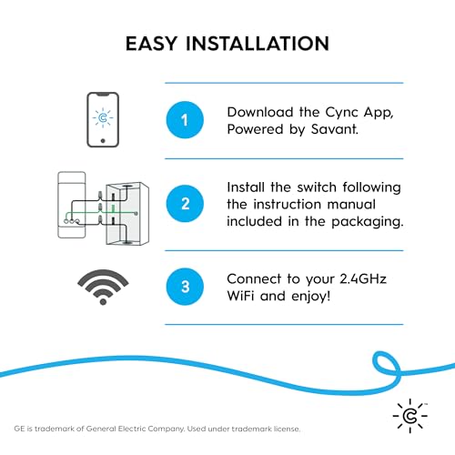 Cync GE CYNC Smart Dimmer Light Switch, Neutral Wire Required, Bluetooth and 2.4 GHz WiFi 4-Wire Switch, Works with Amazon Alexa and Google Home, White Light Dimmer (1 Pack) - Image 3