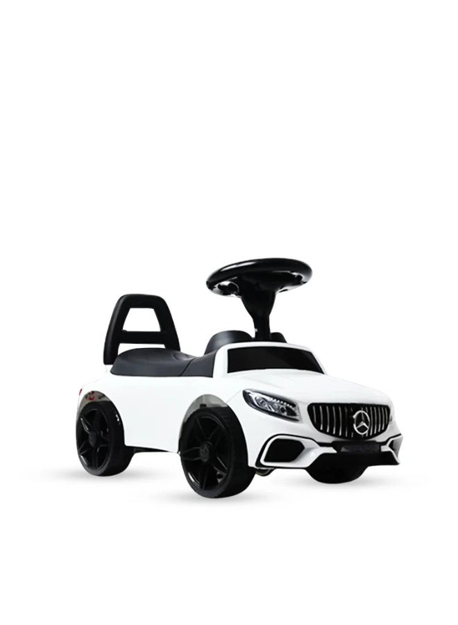 Toy Box Kids Ride-On Car, Mercedes With Music Steering Wheel & Backrest - White