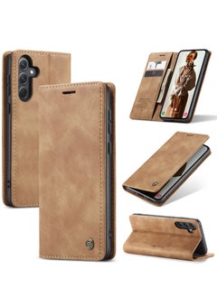 CaseMe Phone Case Compatible with Samsung Galaxy A35 with Card Holder High-end Retro Leather Shockproof Protective Wallet Case  - Image 1