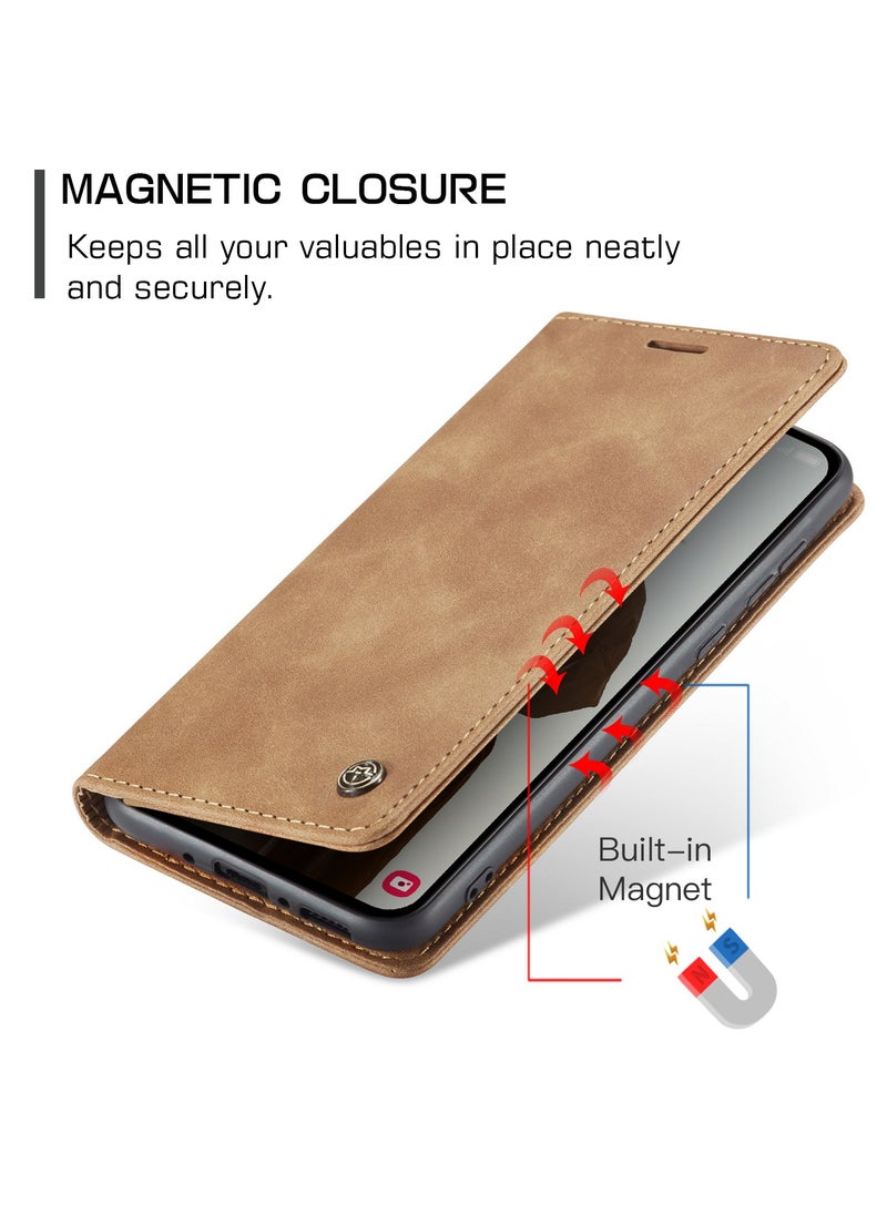 CaseMe Phone Case Compatible with Samsung Galaxy A35 with Card Holder High-end Retro Leather Shockproof Protective Wallet Case  - Image 4