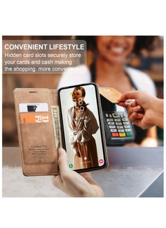 CaseMe Phone Case Compatible with Samsung Galaxy A35 with Card Holder High-end Retro Leather Shockproof Protective Wallet Case  - Image 5