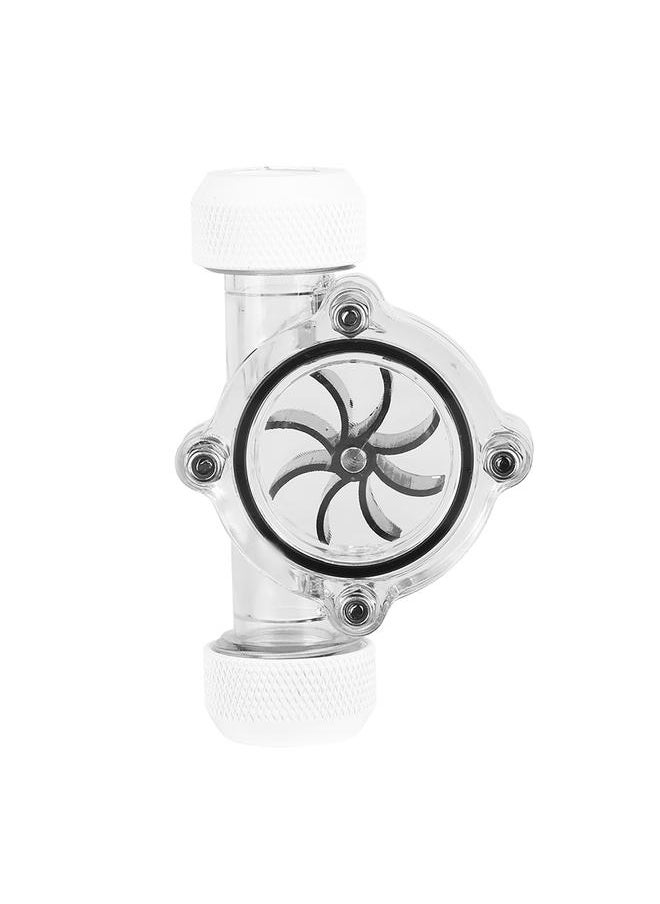 Thoraya G1/4" Thread Port Female to Female Flow Meter Indicator for PC Water Cooling 8 Impellers(White)  - Image 1