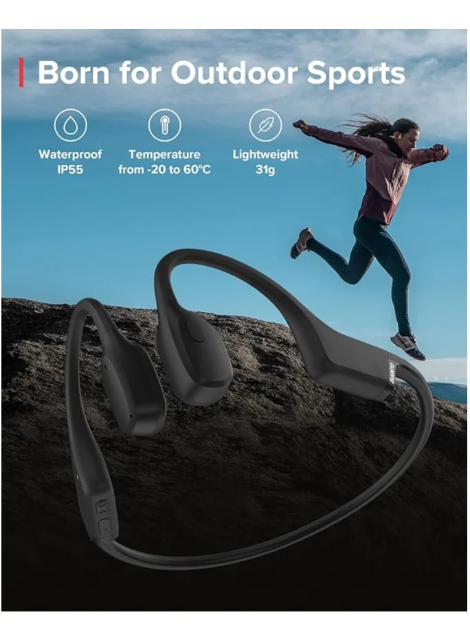 Suunto SONIC Open Ear Wireless Headphones | LightWeight & Enchanced Bass, Up to 10Hrs battery, IP55 Sweat & Water Resistant, Easy & Comfortable Wear,  Made for Outdoor Adventures, Sports Wear - Black