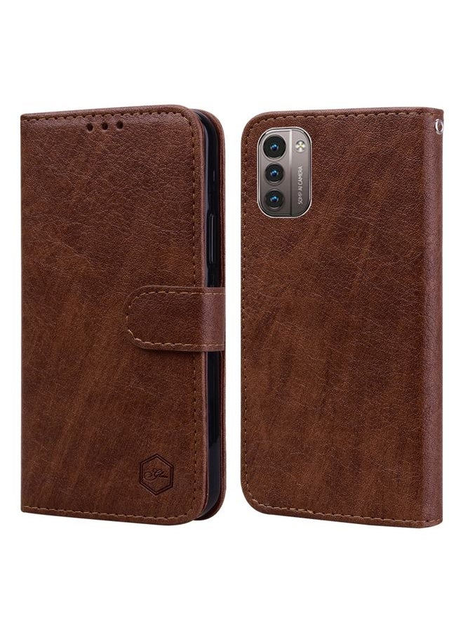HuHa Case Cover For For Nokia G21 / G11 Skin Feeling Oil Leather Texture PU + TPU Phone Case(Brown) 