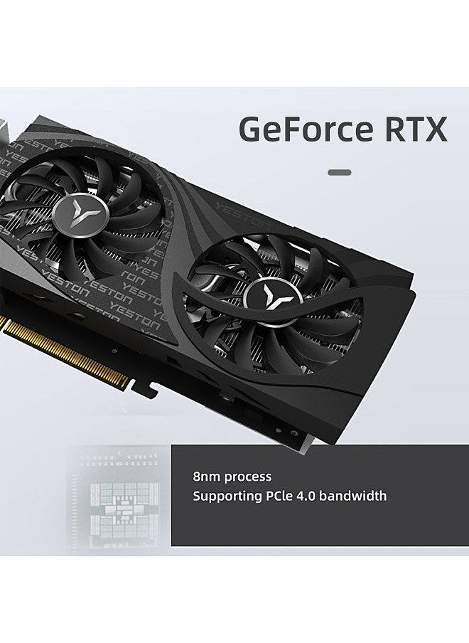 RTX3050-8G D6 GA Gaming Graphics Card 8G/128bit/GDDR6 Memory 2 Large Size Cooling Fans Metal Backplate DP*3+HD Ports