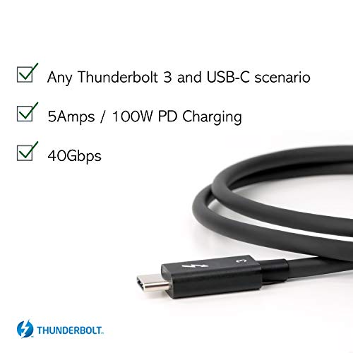 Plugable Thunderbolt 3 Cable 40Gbps Supports 100W (20V, 5A) Charging, 2.6ft / 80cm Thunderbolt-Certified USB C Compatible - Driverless - Image 3