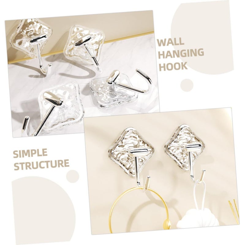 4Pcs Glacier Pattern Heavy Duty Self Adhesive Wall Hooks No Trace For Towels Coats Hats Home Organization - Image 5