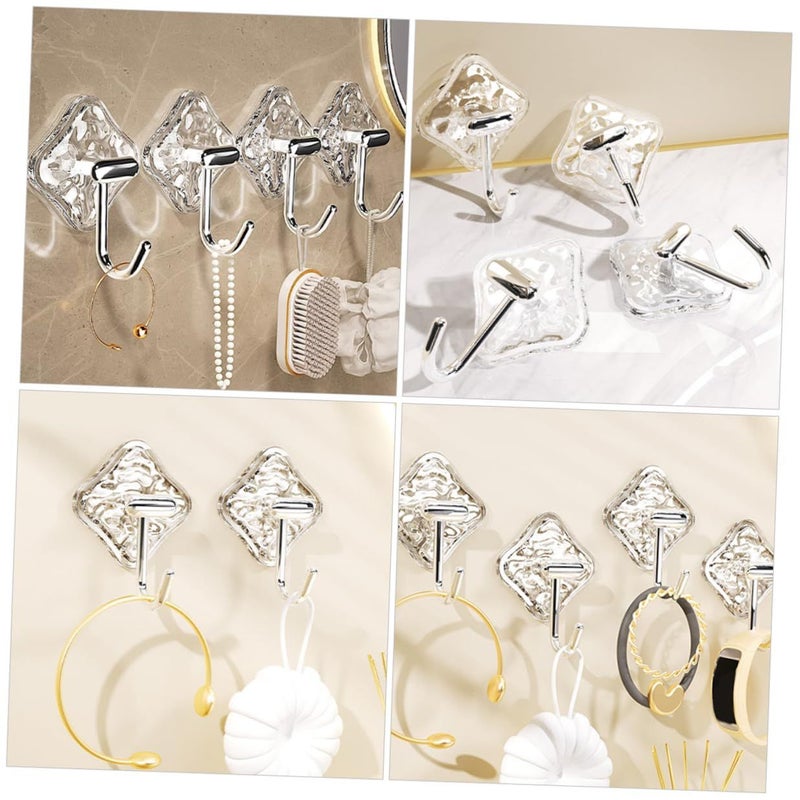 4Pcs Glacier Pattern Heavy Duty Self Adhesive Wall Hooks No Trace For Towels Coats Hats Home Organization - Image 4