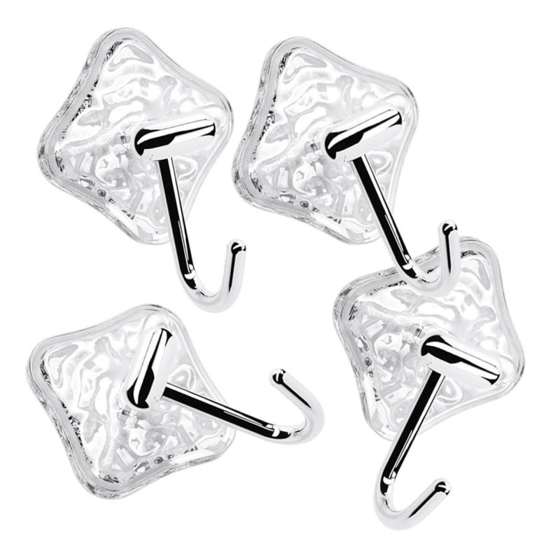 4Pcs Glacier Pattern Heavy Duty Self Adhesive Wall Hooks No Trace For Towels Coats Hats Home Organization - Image 2