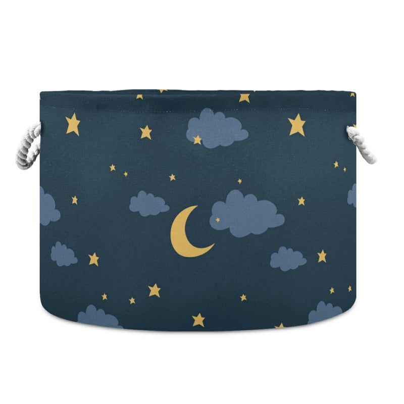 ALAZA Night Sky with Moon Stars and Cloud Storage Basket Gift Baskets Large Collapsible Laundry Hamper with Handle 20x20x14 in B06D20005