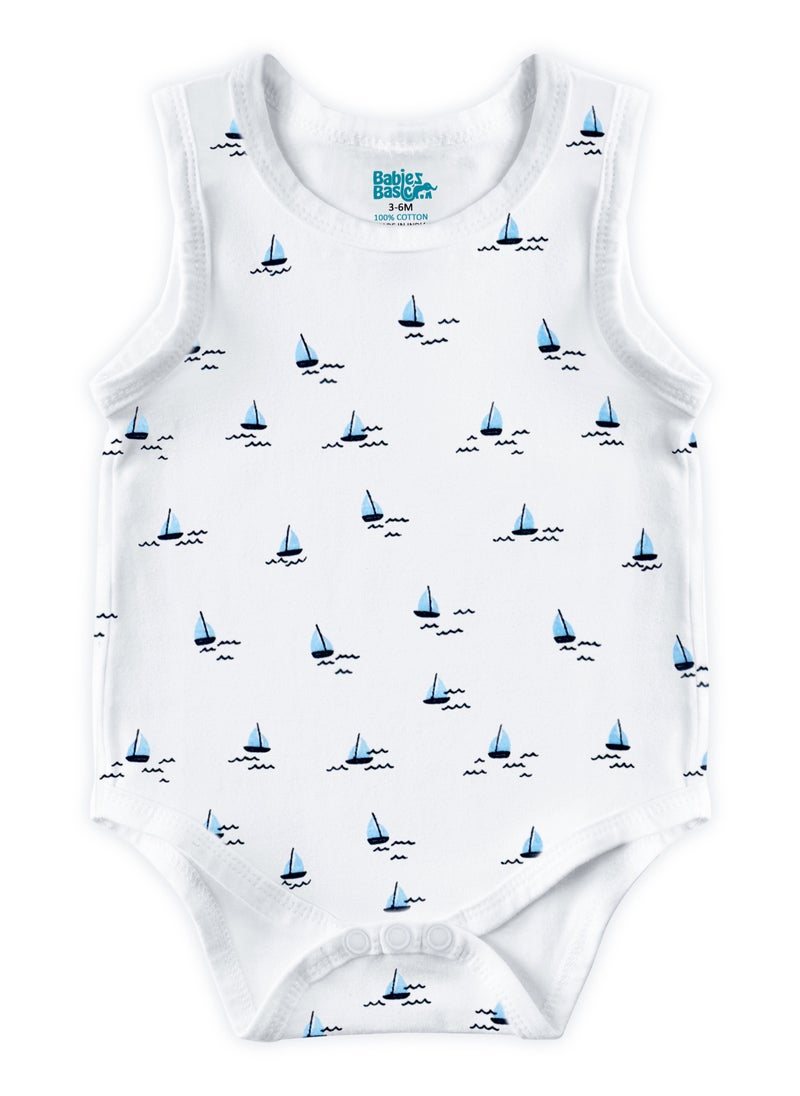 Babies Basic BabiesBasic 100% Super Combed Cotton, Sleeveless Romper/Bodysuit, for New Born to 24months. Set of 3 - Printed  - Image 3