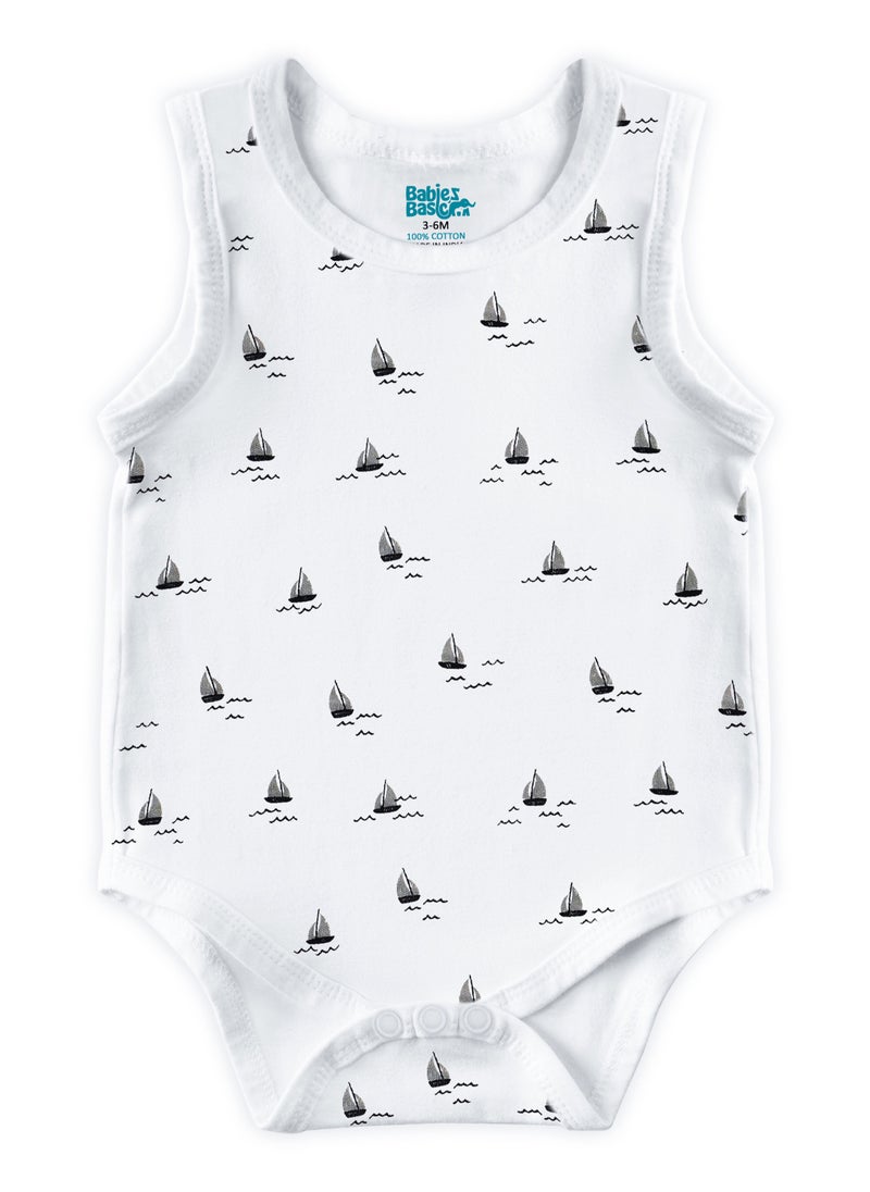 Babies Basic BabiesBasic 100% Super Combed Cotton, Sleeveless Romper/Bodysuit, for New Born to 24months. Set of 3 - Printed  - Image 5