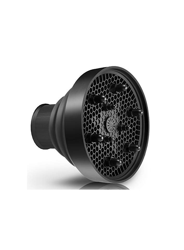 ناشر شعر عالمي قابل للتكيف لمجففات الشعر مع 1.4 بوصة إلى 1.96 بوصة ، للشعر المجعد أو المتموج ، تصميم خفيف الوزن قابل للطي للسفر - أسود - Image 2