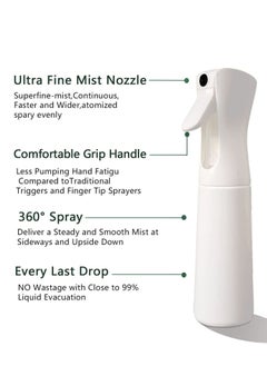 KHAJUL Water Spray Bottle for Hair 10oz, Large Ultra Fine Continuous for Hairstyling, Skin Care, Cleaning, Plants and Misting, White  - Image 4