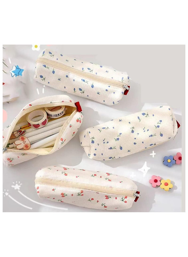 أوزيغالور حقيبة أقلام حافظة أقلام رصاص لطيفة حاملة أقلام رصاص زهرية، 2 عبوة حقيبة تخزين محمولة لتنظيم مستحضرات التجميل للنساء (وردي وأزرق) - Image 2