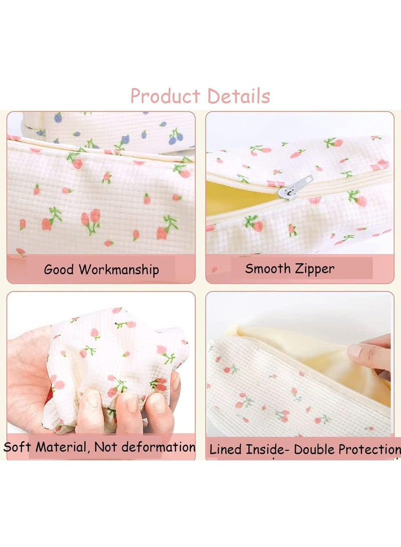 أوزيغالور حقيبة أقلام حافظة أقلام رصاص لطيفة حاملة أقلام رصاص زهرية، 2 عبوة حقيبة تخزين محمولة لتنظيم مستحضرات التجميل للنساء (وردي وأزرق) - Image 4