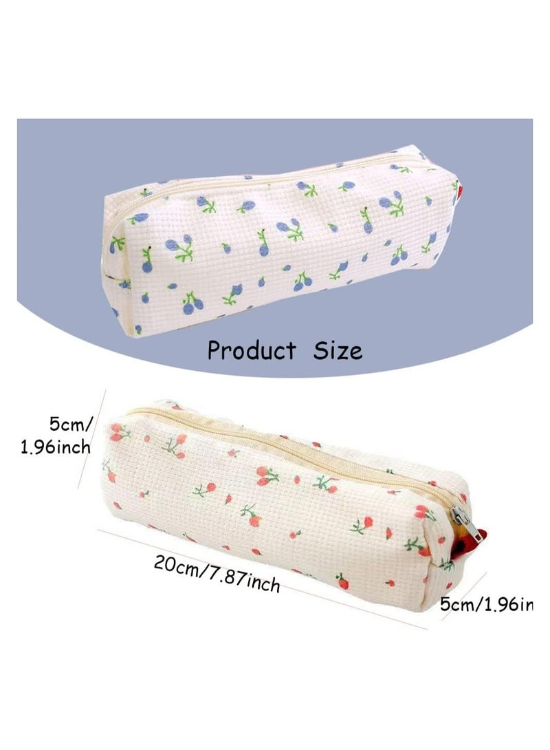 أوزيغالور حقيبة أقلام حافظة أقلام رصاص لطيفة حاملة أقلام رصاص زهرية، 2 عبوة حقيبة تخزين محمولة لتنظيم مستحضرات التجميل للنساء (وردي وأزرق) - Image 5