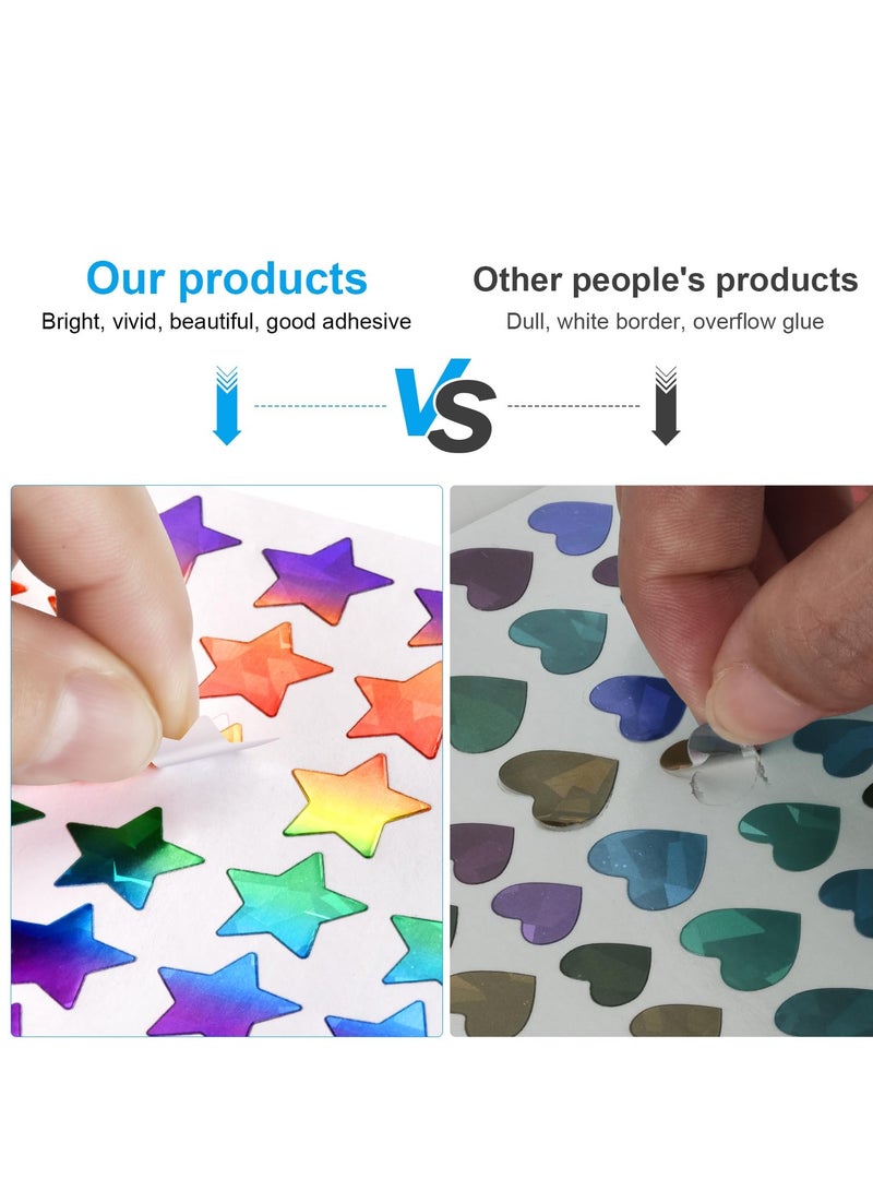 Excefore 30 Pack Sparkly Star Stickers, Heart Stickers for Kids Reward, Behavior Chart, Student Planner and School Classroom Teacher Supplies(10 Sheets Each) - Image 4