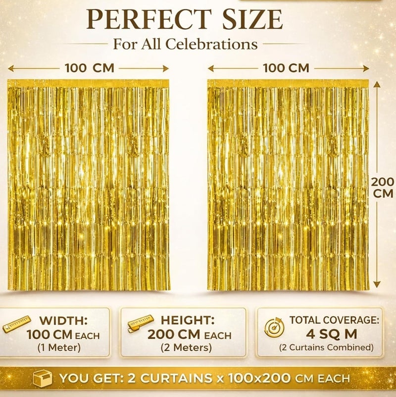 قبو سحري Foil Fringe Curtains Pack of 2 - 1x2m Metallic Tinsel Backdrop for Events (Purple) - Image 3