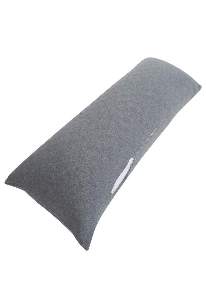 Oubonun 100% Jersey Cotton Body Pillow Cover with Zipper - Luxury Soft Removable Pillow Case - Long Fuzzy - Knitted (Grey, 21"X54") - Image 3