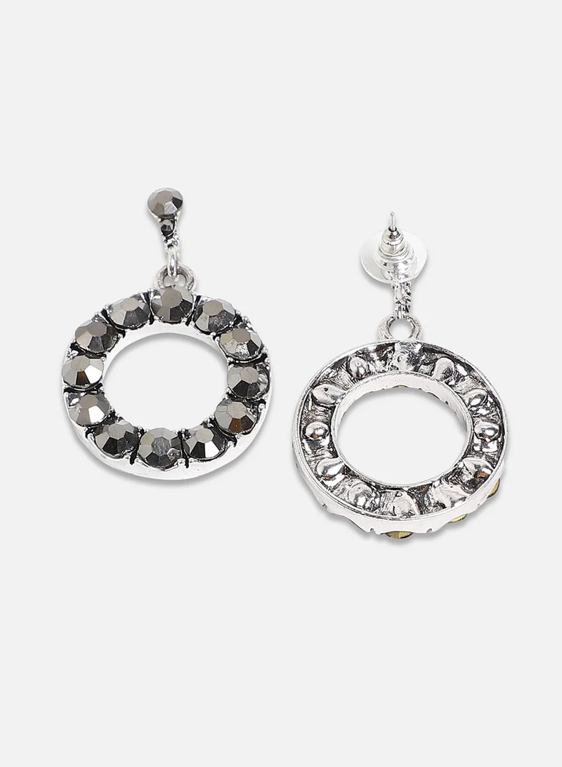 SOHI Stone Hollow Circular Artificial Drop Earring Jewellery