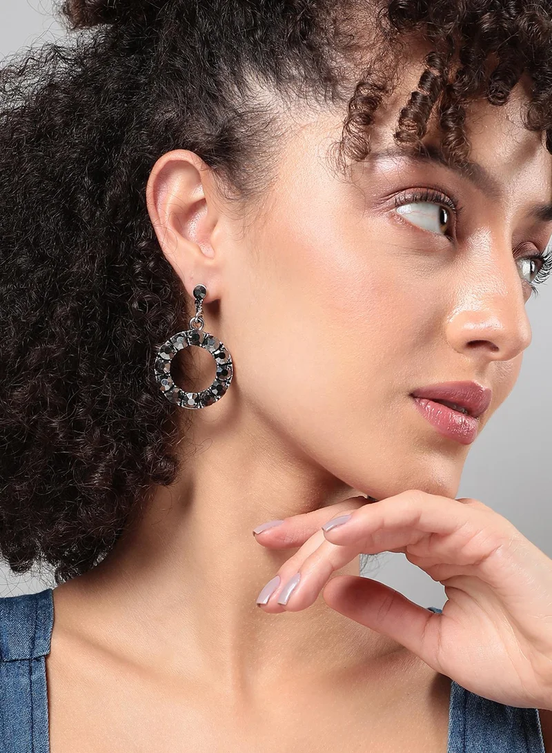 SOHI Stone Hollow Circular Artificial Drop Earring Jewellery