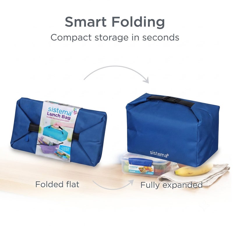 Sistema Insulated Lunch Bag Blue – Reusable Lunch Cooler Bag with Thermal Insulation, Lightweight Portable Lunch Tote for School, Office, Picnic, Travel & Meal Prep Food Storage - Image 2