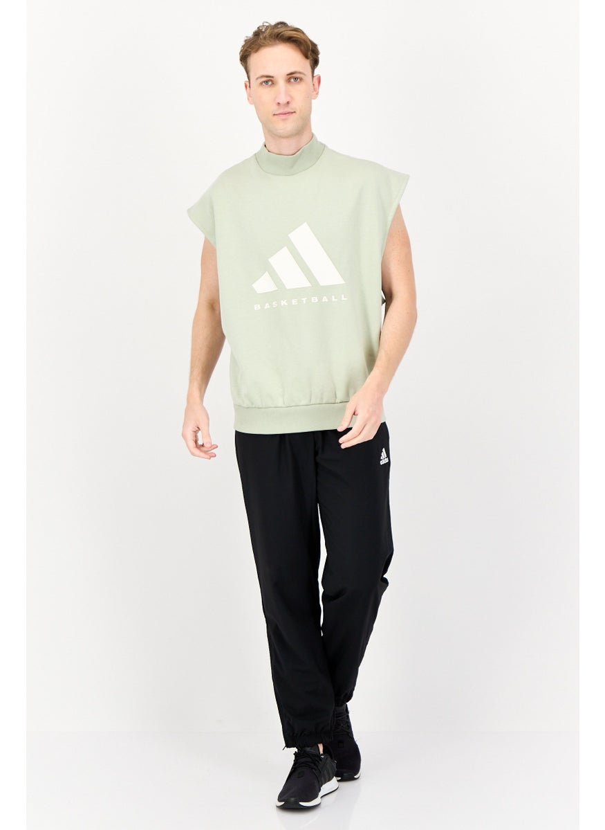 Adidas Men Sportswear Fit Sleeveless Basketball Sweatshirt, Light Green  - Image 2