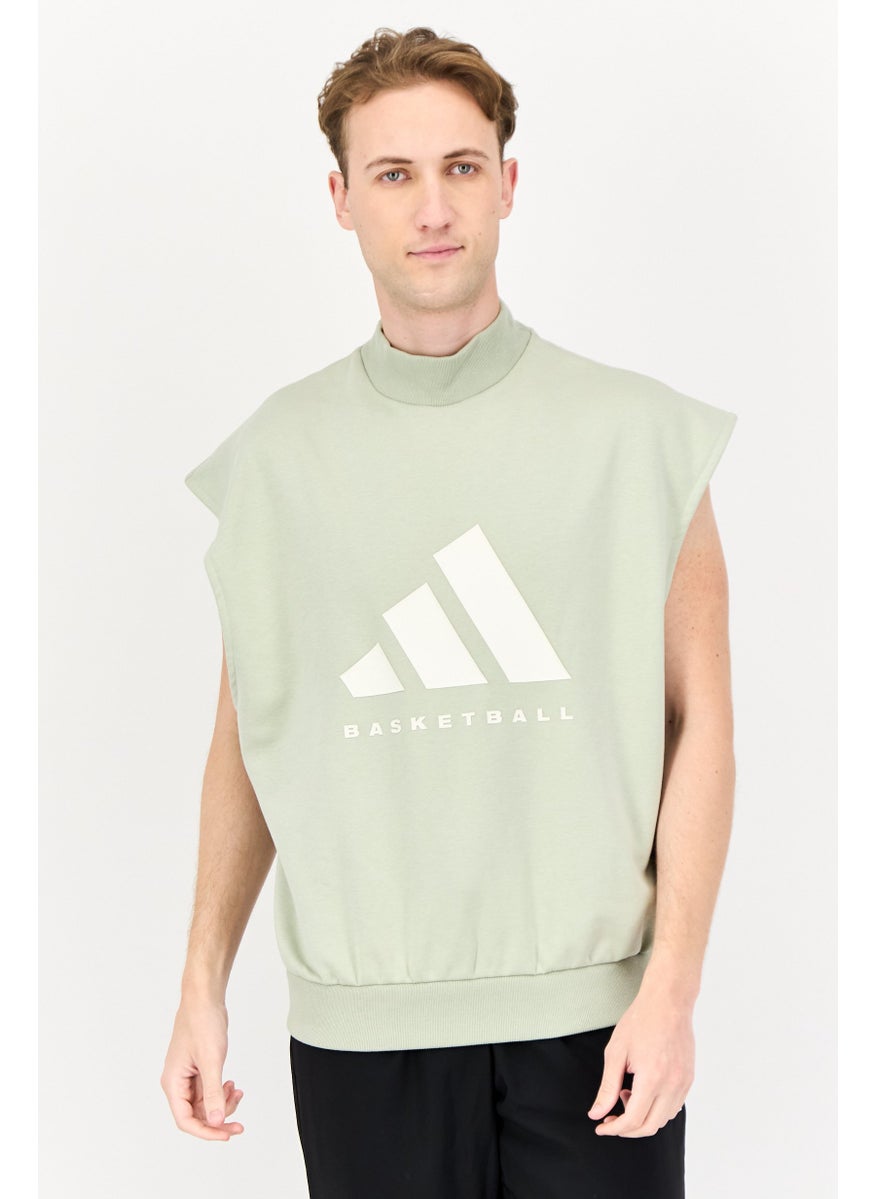 Adidas Men Sportswear Fit Sleeveless Basketball Sweatshirt, Light Green  - Image 1