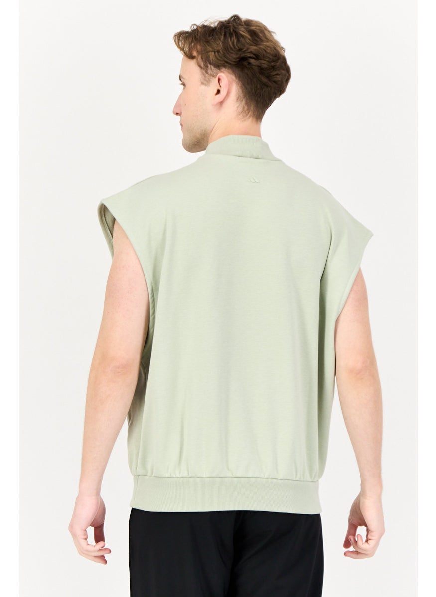 Adidas Men Sportswear Fit Sleeveless Basketball Sweatshirt, Light Green  - Image 3