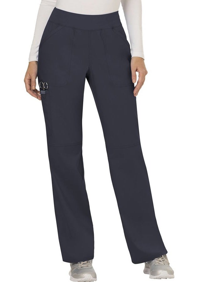 Cherokee Scrub Set for Women, Mock Wrap Top & Mid Rise Straight Leg Pant, Ultra Soft 2-Way Stretch Medical Uniform - CK00040C, L, Pewter - Image 4