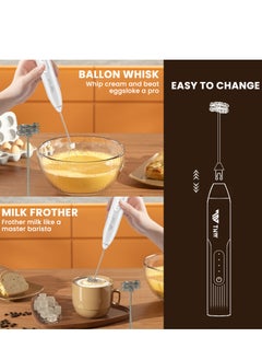 TNW Milk Frother, Mini Handheld Electric Whisk Portable Coffee Frother with 2 Spring Whisks, 3-Speed, Rechargeable Foam Maker Beverage Mixer for Coffee, Latte, Matcha, Cappuccino and Hot Chocolates (Red)  - Image 5